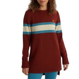 BURTON Rust Red Striped Knit Sweater Retro Crewneck Pullover m